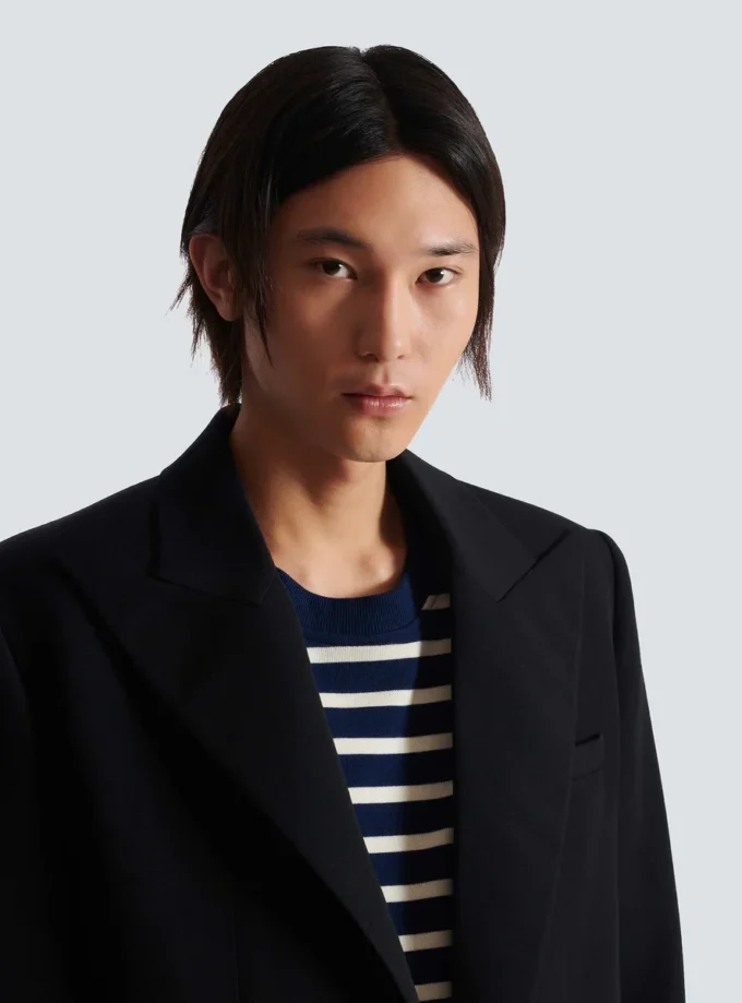 Cappotto lungo in lana grain de poudre Cappotto lungo in lana grain de poudre