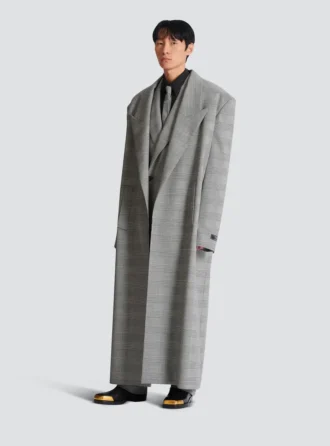 Cappotto oversize in lana Principe di Galles