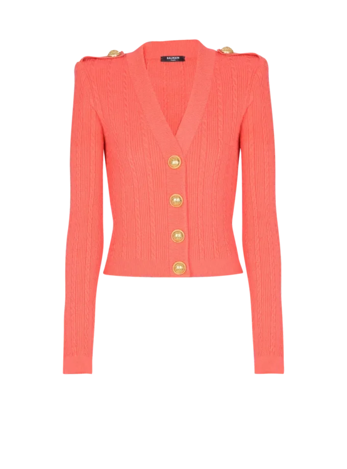 Cardigan a maniche lunghe con lavorazione a trecce Cardigan a maniche lunghe con lavorazione a trecce
