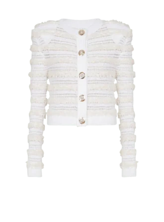 Cardigan a maniche lunghe in maglia effetto tweed