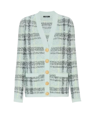 Cardigan ampio in tweed glitterato