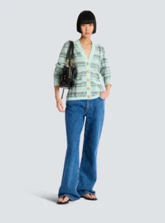 Cardigan ampio in tweed glitterato