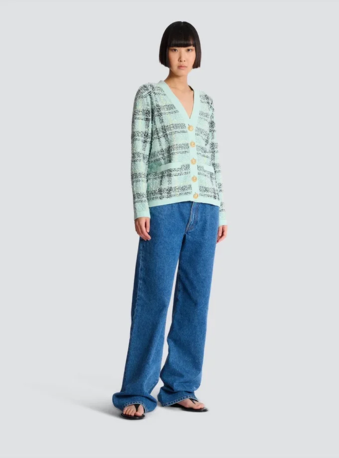 Cardigan ampio in tweed glitterato Cardigan ampio in tweed glitterato