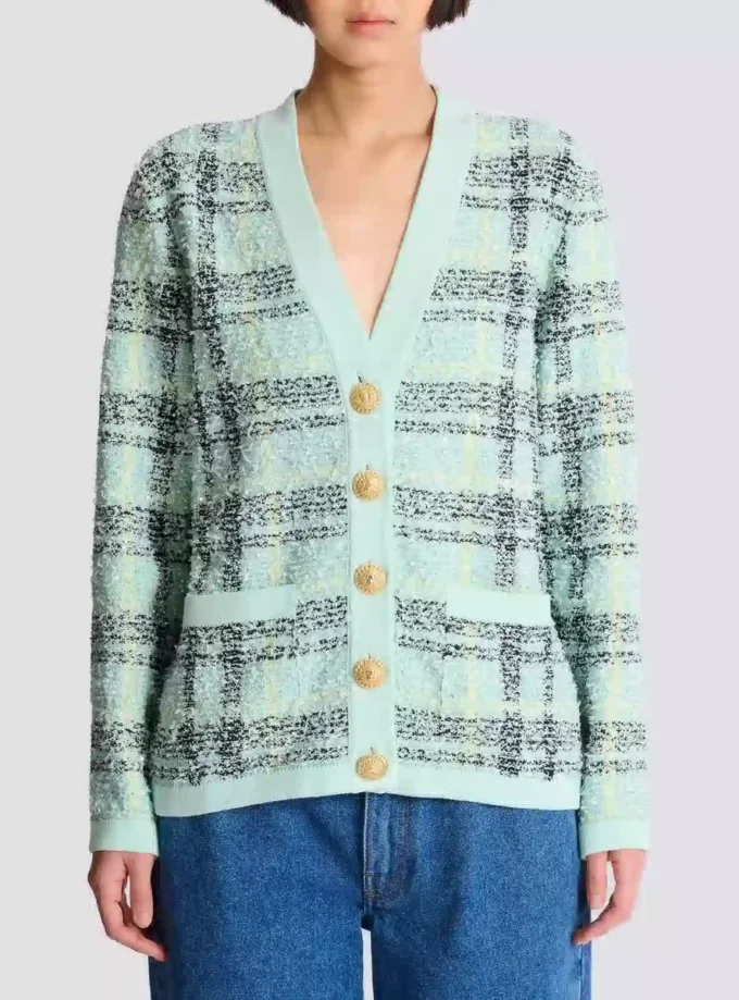 Cardigan ampio in tweed glitterato Cardigan ampio in tweed glitterato