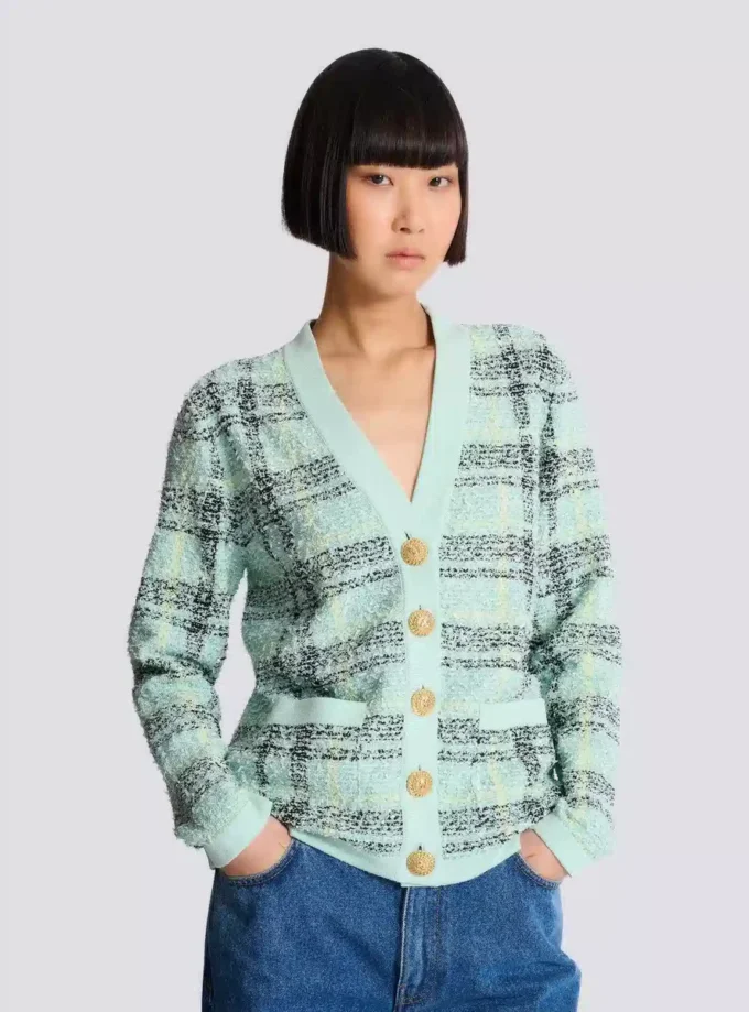 Cardigan ampio in tweed glitterato Cardigan ampio in tweed glitterato