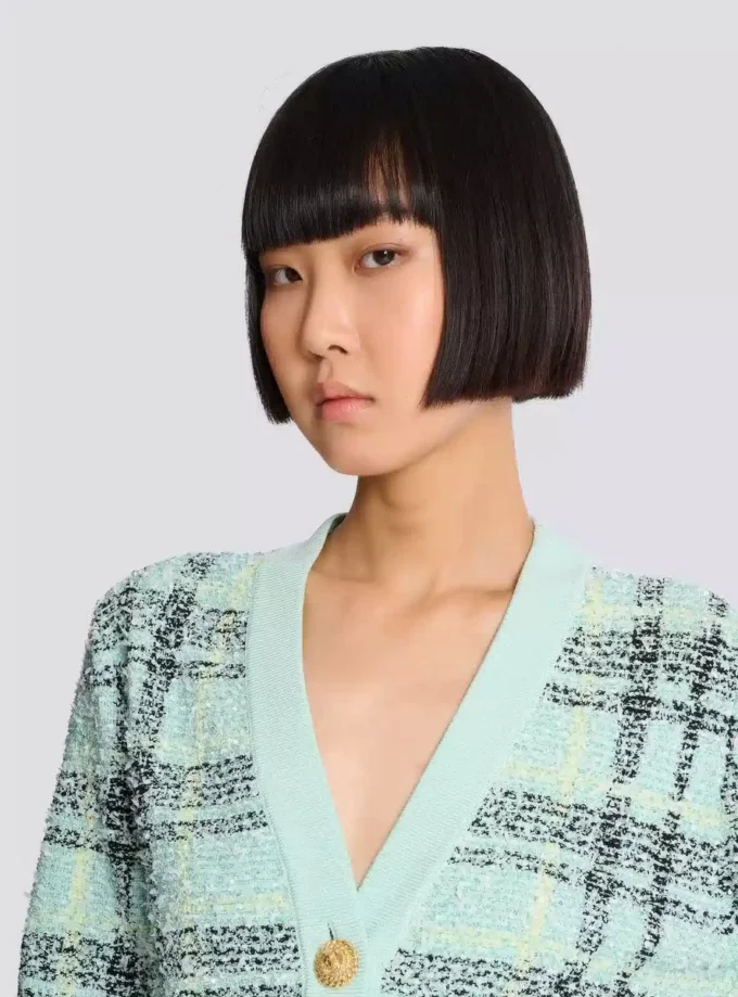 Cardigan ampio in tweed glitterato Cardigan ampio in tweed glitterato
