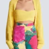 Cardigan bolero in maglia a coste