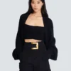 Cardigan bolero in maglia a coste