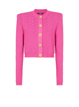 Cardigan corto in maglia con monogramma