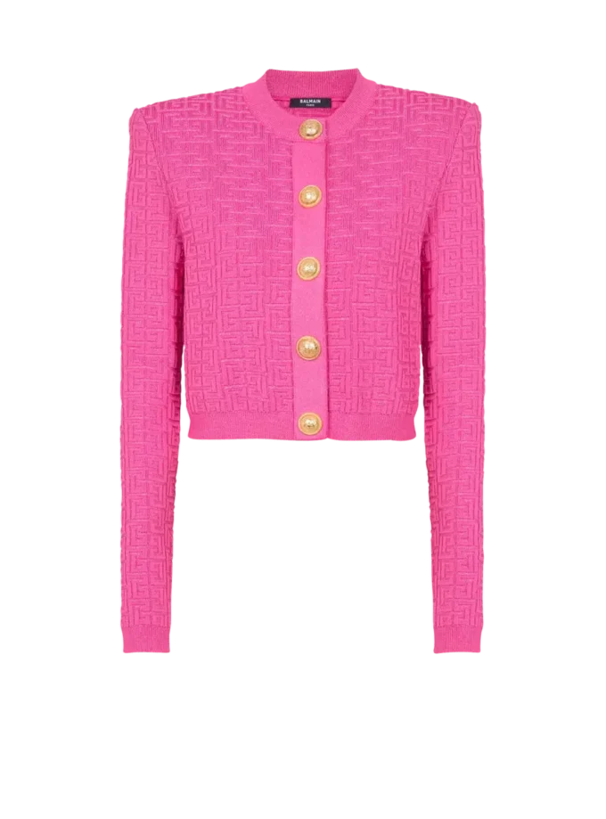 Cardigan corto in maglia con monogramma Cardigan corto in maglia con monogramma