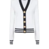 Cardigan in maglia bicolore con monogramma Cardigan in maglia bicolore con monogramma
