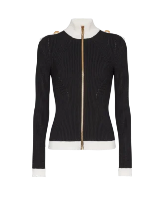 Cardigan in maglia con collo alto e zip