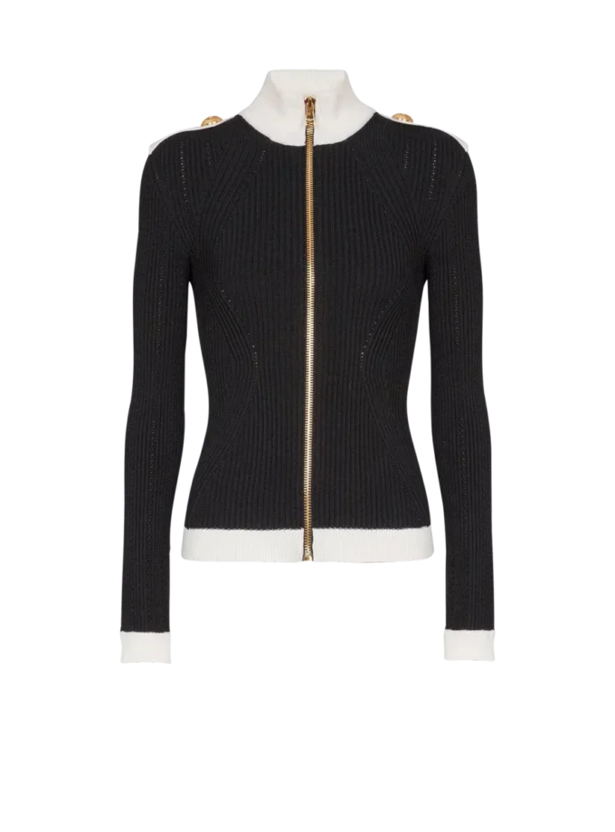 Cardigan in maglia con collo alto e zip Cardigan in maglia con collo alto e zip