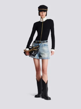 Cardigan in maglia con collo alto e zip