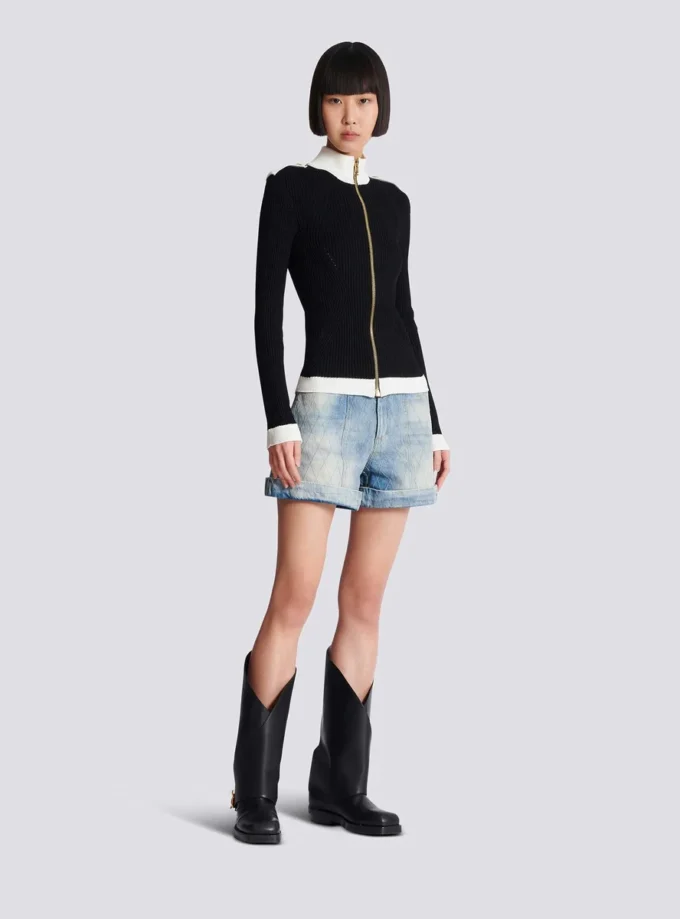 Cardigan in maglia con collo alto e zip Cardigan in maglia con collo alto e zip