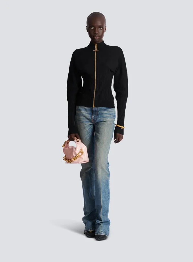 Cardigan in maglia con zip Cardigan in maglia con zip