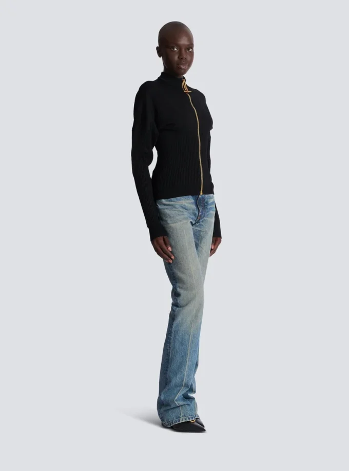 Cardigan in maglia con zip Cardigan in maglia con zip