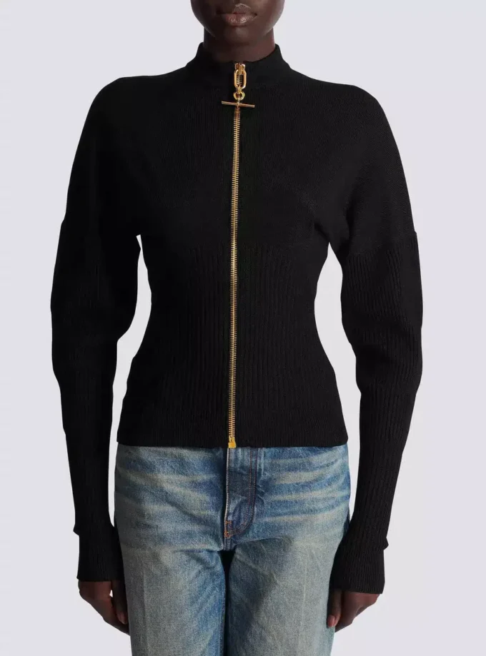 Cardigan in maglia con zip Cardigan in maglia con zip