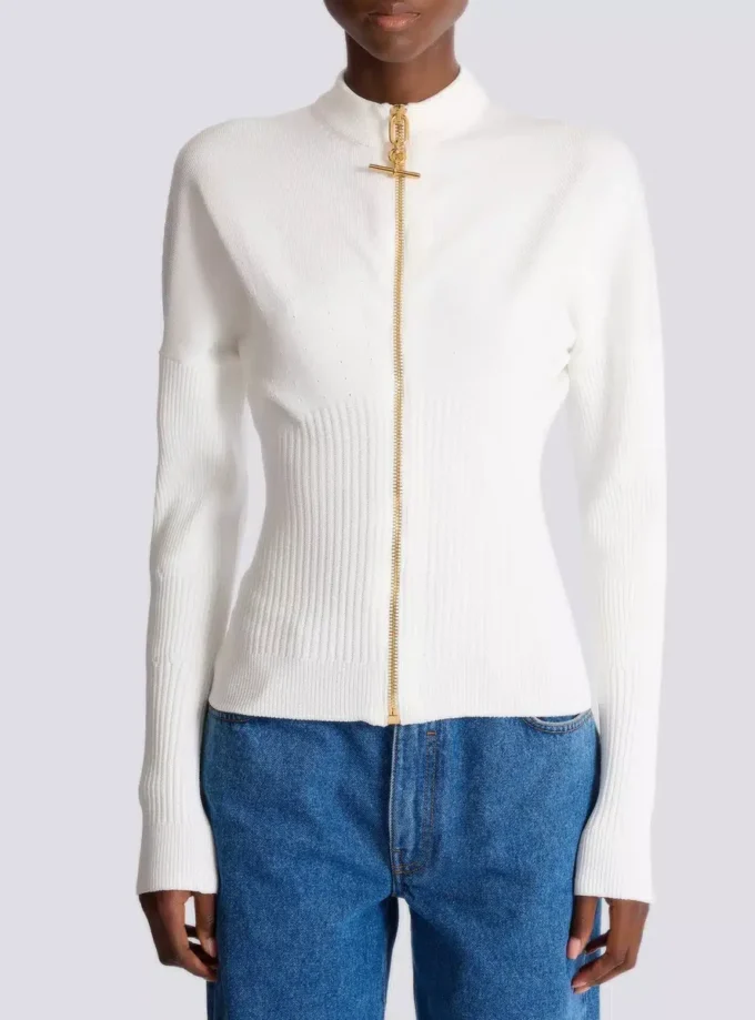 Cardigan in maglia con zip Cardigan in maglia con zip