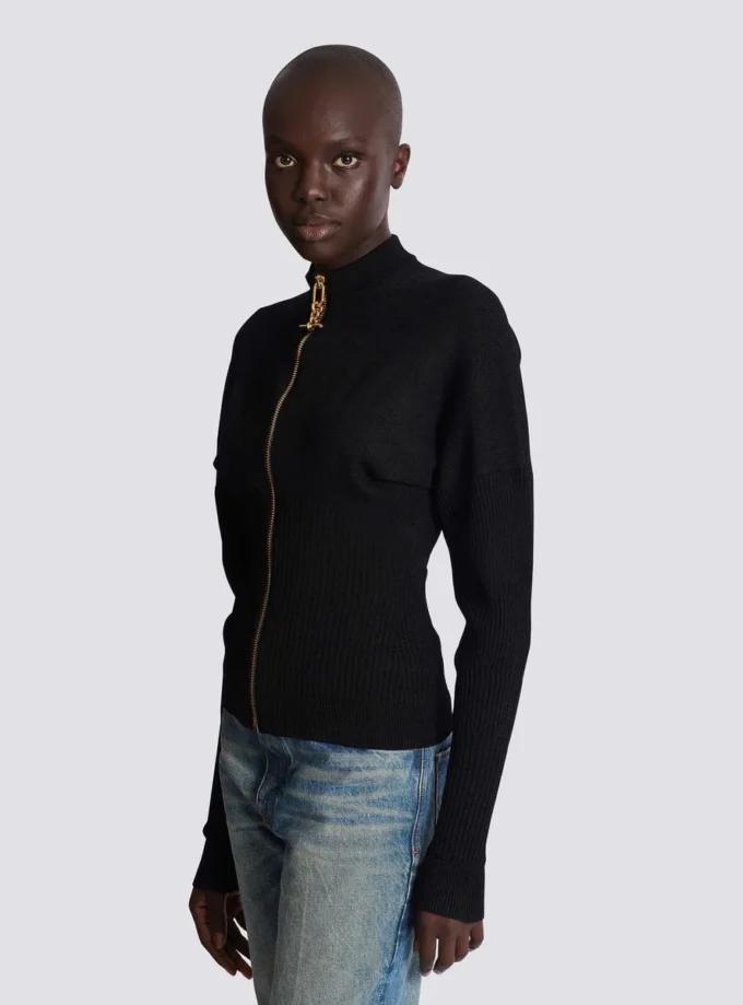 Cardigan in maglia con zip Cardigan in maglia con zip