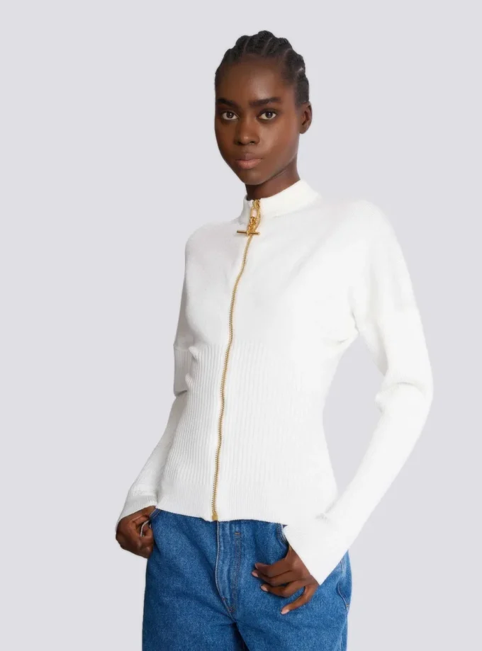 Cardigan in maglia con zip Cardigan in maglia con zip
