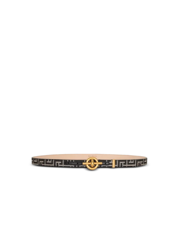 Cintura con barra a T in jacquard monogramma