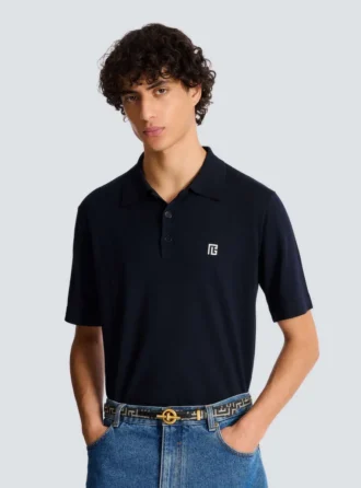 Cintura con barra a T in jacquard monogramma