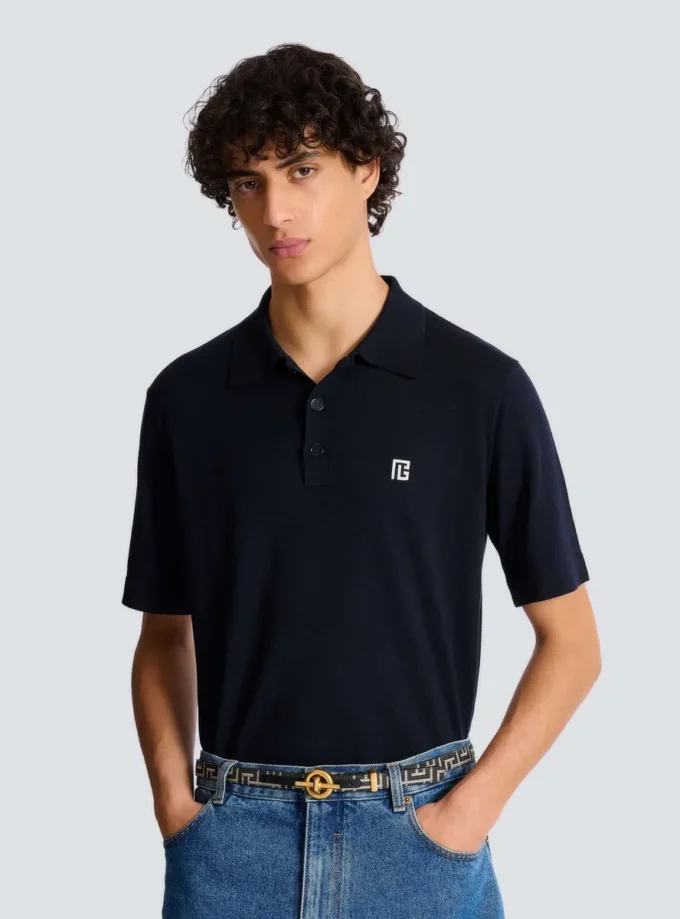 Cintura con barra a T in jacquard monogramma