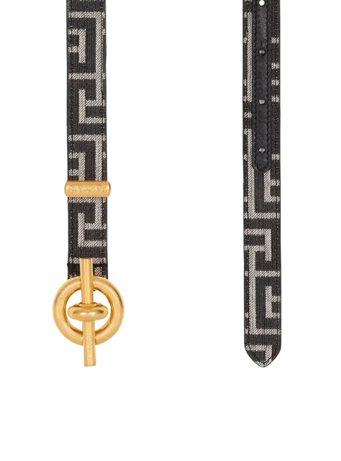 Cintura con barra a T in jacquard monogramma