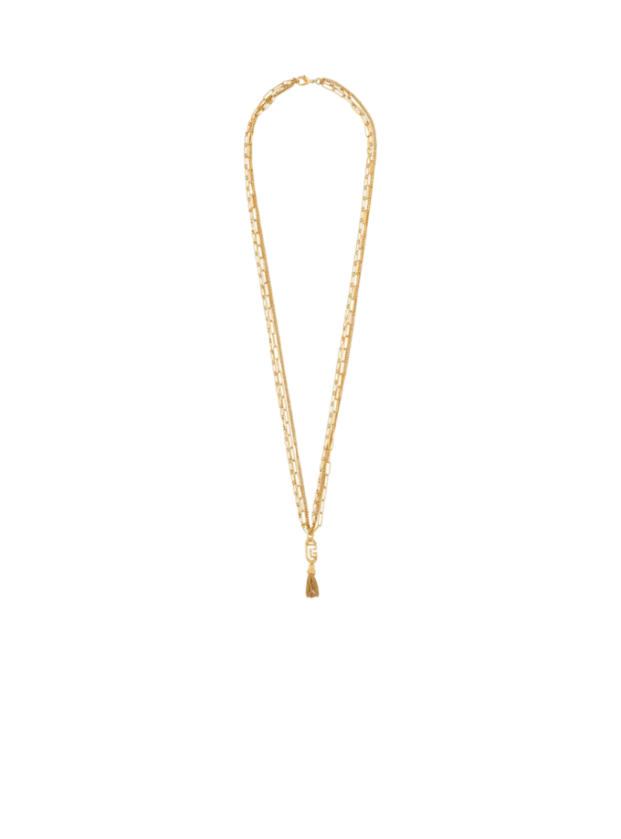 Collana lunga Sync in ottone dorato