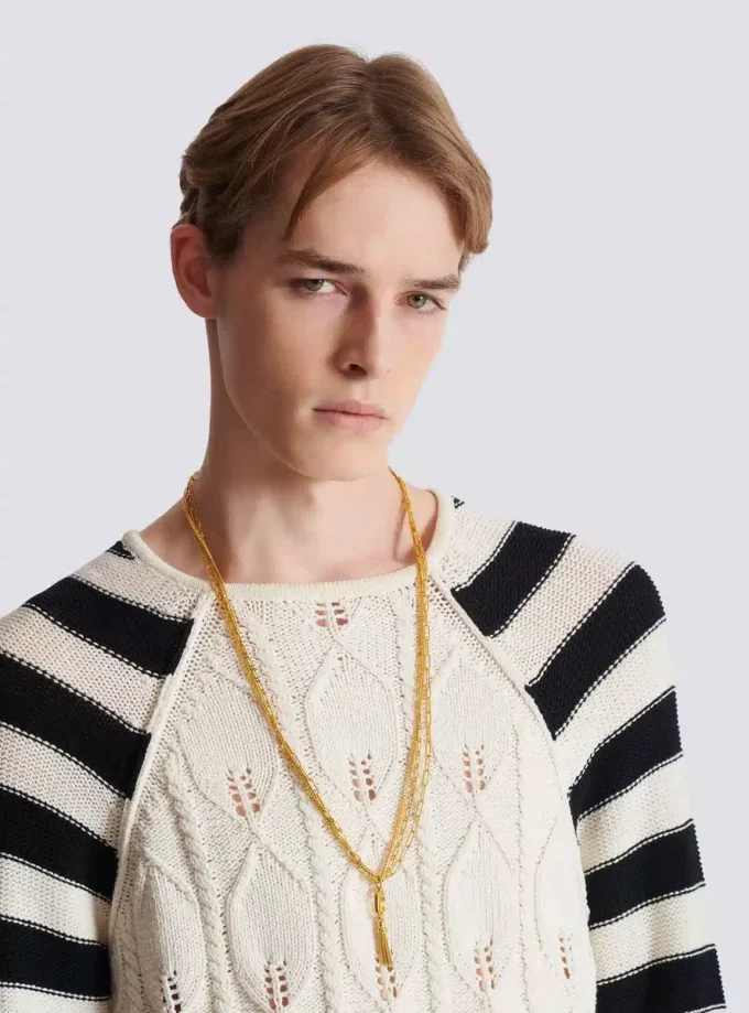 Collana lunga Sync in ottone dorato