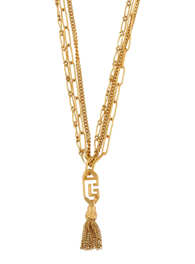 Collana lunga Sync in ottone dorato