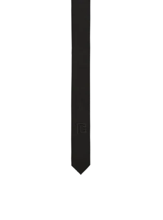 Cravatta slim in lana con ricamo PB