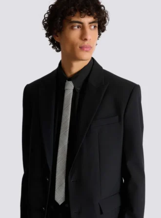 Cravatta slim in lana con stampa Principe di Galles