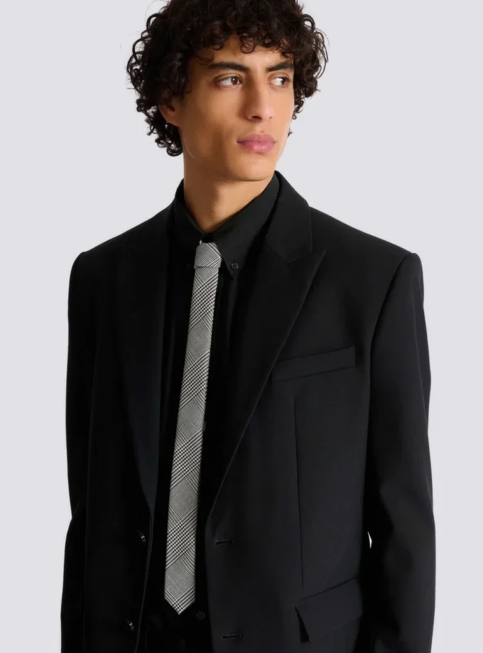 Cravatta slim in lana con stampa Principe di Galles