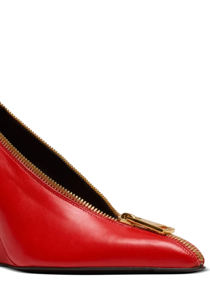 Décolleté con zeppa e zip in pelle di agnello