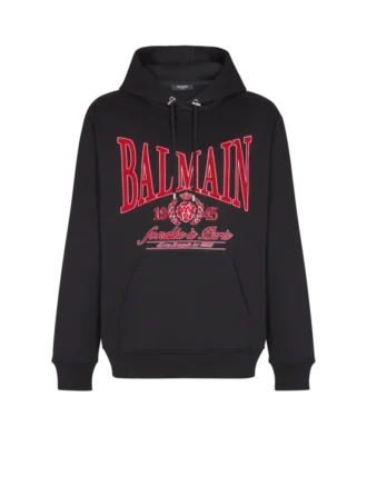 Felpa con cappuccio Balmain College floccata