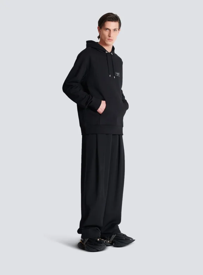 Felpa con cappuccio con etichetta Balmain Couture Felpa con cappuccio con etichetta Balmain Couture