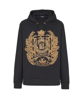 Felpa con cappuccio ricamata Balmain Écusson