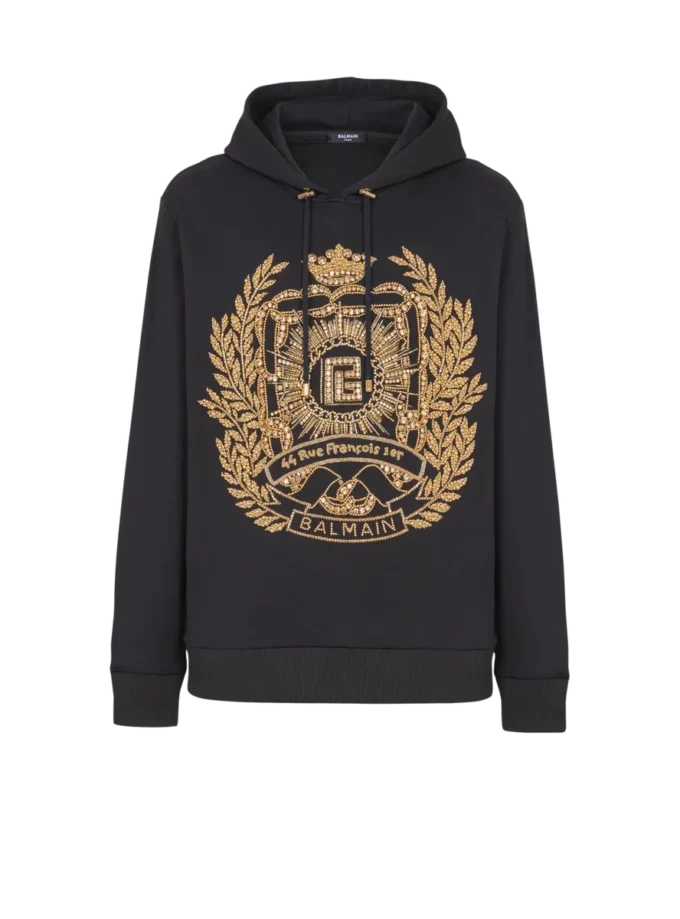 Felpa con cappuccio ricamata Balmain Écusson Felpa con cappuccio ricamata Balmain Écusson