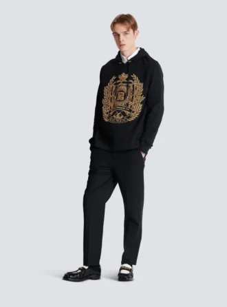 Felpa con cappuccio ricamata Balmain Écusson