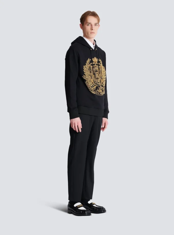 Felpa con cappuccio ricamata Balmain Écusson Felpa con cappuccio ricamata Balmain Écusson