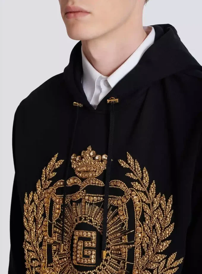 Felpa con cappuccio ricamata Balmain Écusson Felpa con cappuccio ricamata Balmain Écusson