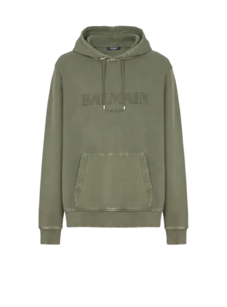 Felpa con cappuccio ricamata Vintage Balmain