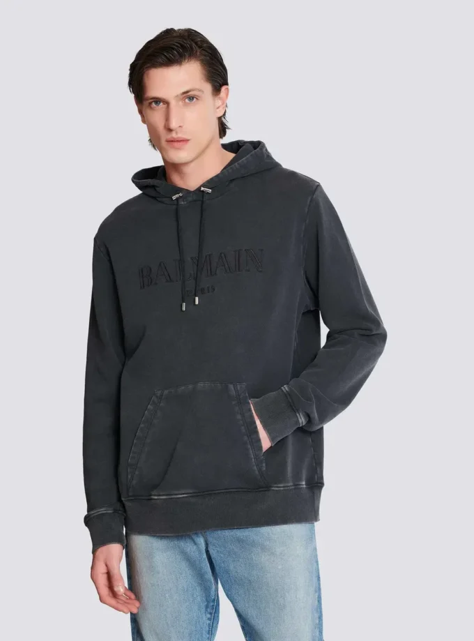 Felpa con cappuccio ricamata Vintage Balmain Felpa con cappuccio ricamata Vintage Balmain