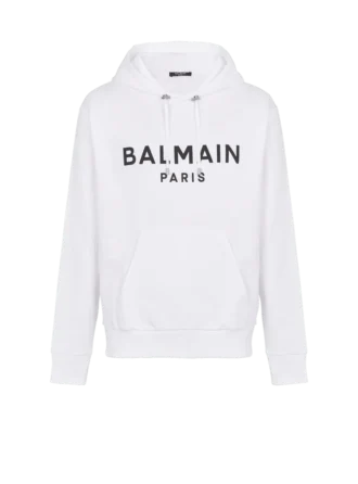 Felpa con cappuccio stampata Balmain Paris