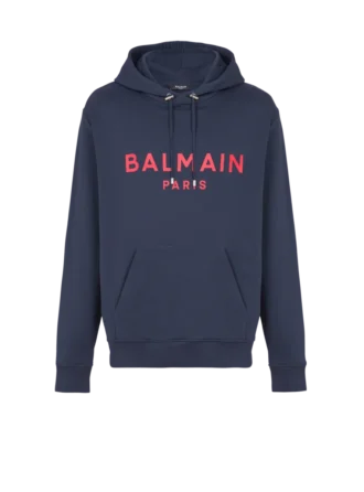Felpa con cappuccio stampata Balmain Paris