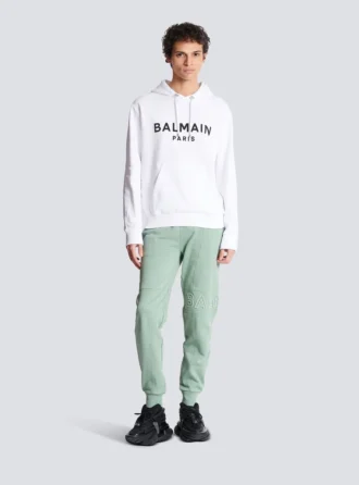 Felpa con cappuccio stampata Balmain Paris