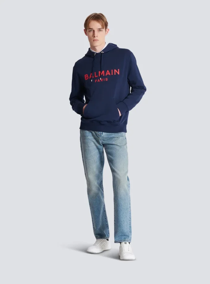Felpa con cappuccio stampata Balmain Paris Felpa con cappuccio stampata Balmain Paris