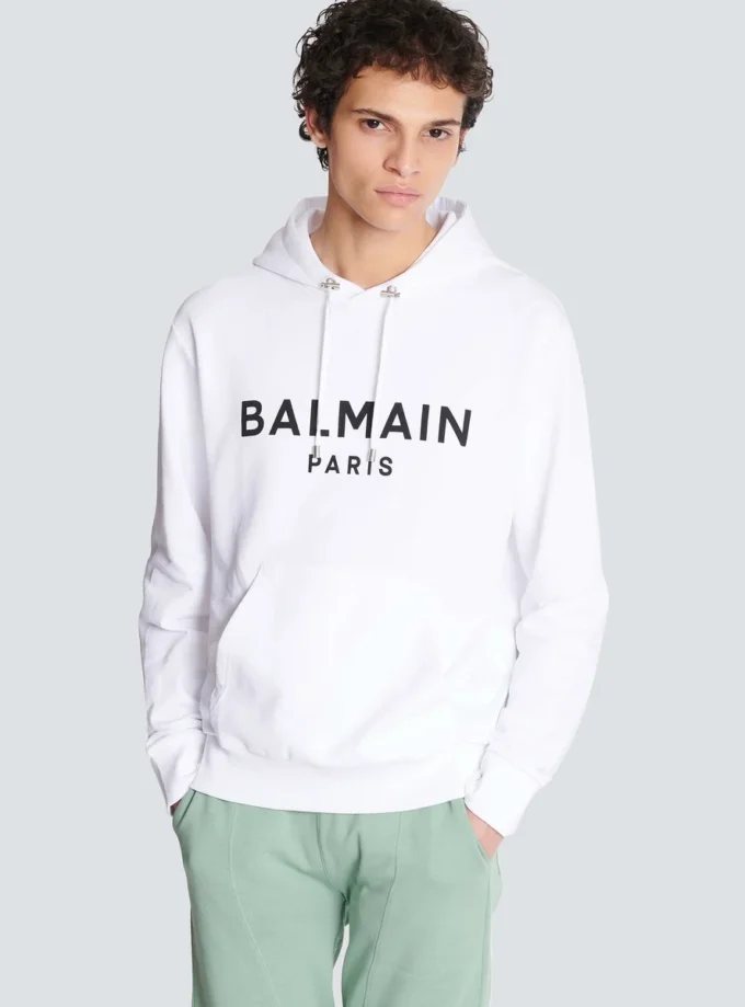Felpa con cappuccio stampata Balmain Paris Felpa con cappuccio stampata Balmain Paris